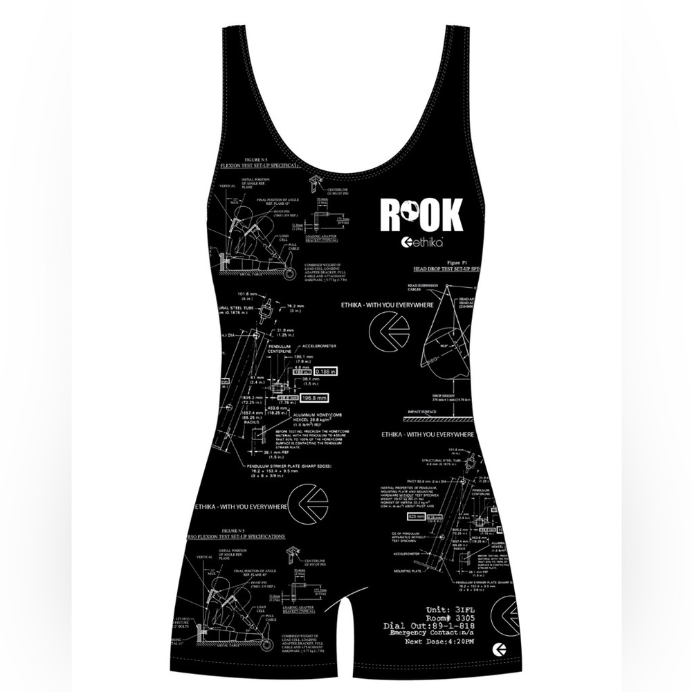 Ethika x Rook collab Black Graphic Bodysuit
